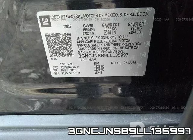 3GNCJNSB9LL135997 фото 10