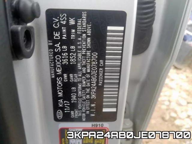 3KPA24AB0JE078700 фото 2