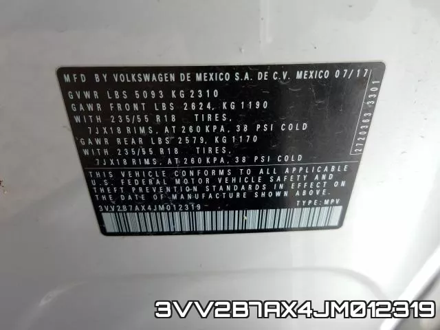 3VV2B7AX4JM012319 фото 2