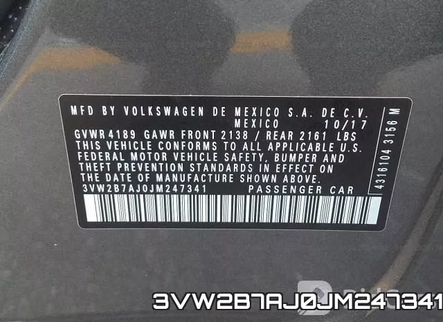3VW2B7AJ0JM247341 фото 10
