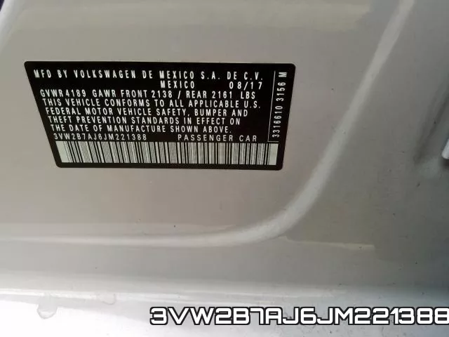 3VW2B7AJ6JM221388 фото 2