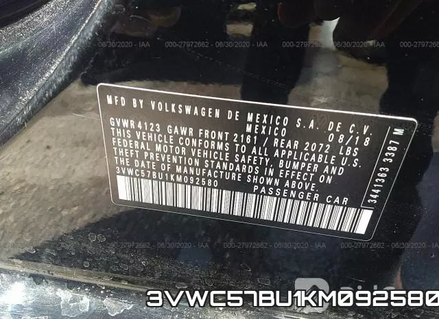 3VWC57BU1KM092580 фото 10