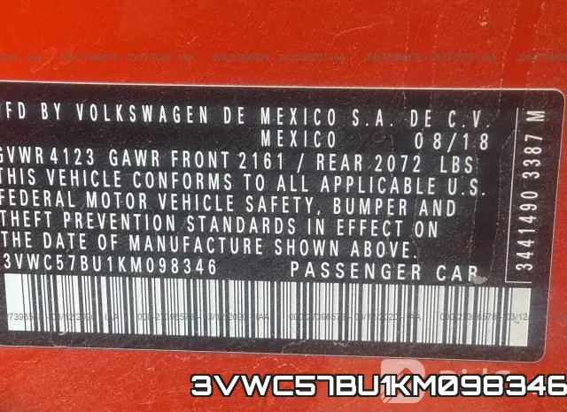 3VWC57BU1KM098346 фото 10