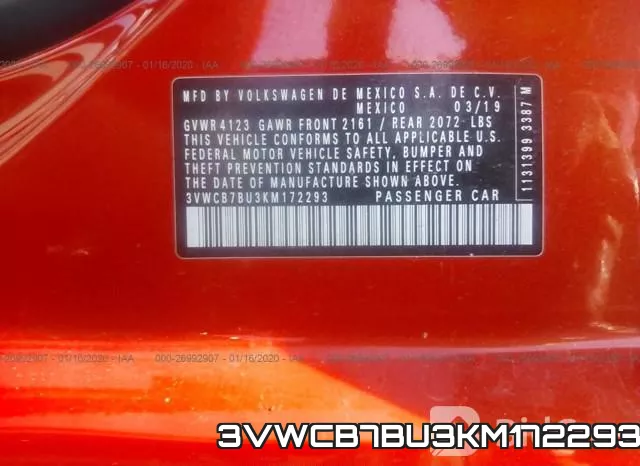 3VWCB7BU3KM172293 фото 10