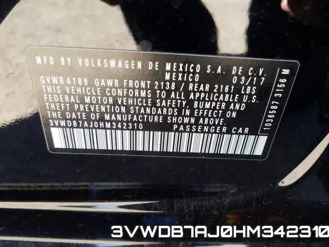 3VWDB7AJ0HM342310 фото 2