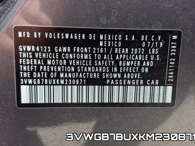 3VWGB7BUXKM230871 фото 2