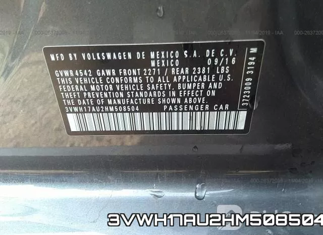 3VWH17AU2HM508504 фото 10