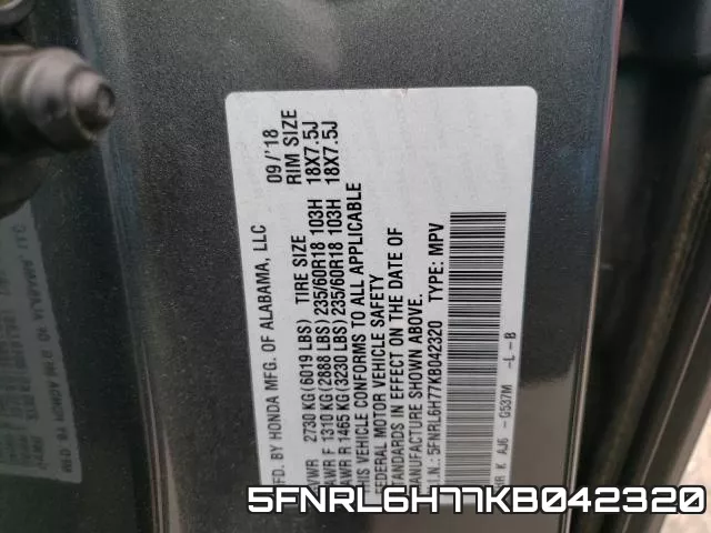 5FNRL6H77KB042320 фото 2