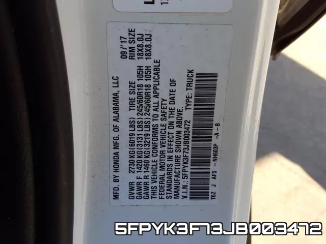 5FPYK3F73JB003472 фото 2