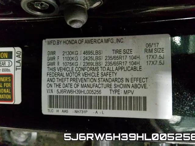 5J6RW6H39HL005256 фото 2