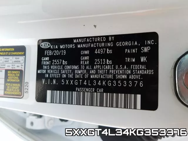 5XXGT4L34KG353376 фото 2
