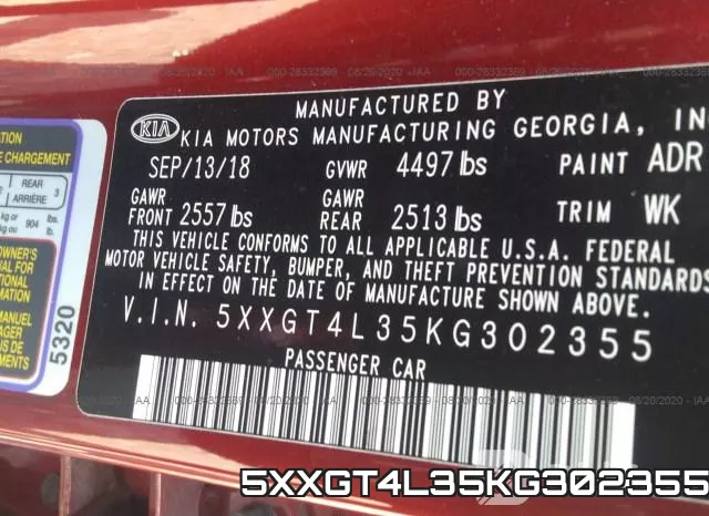 5XXGT4L35KG302355 фото 10