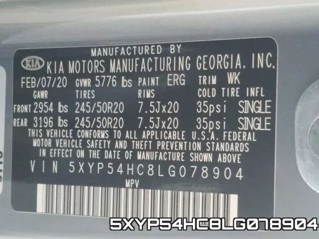 5XYP54HC8LG078904 фото 2