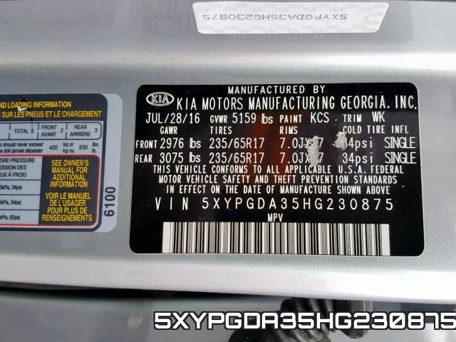 5XYPGDA35HG230875 фото 2