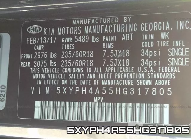5XYPH4A55HG317805 фото 10