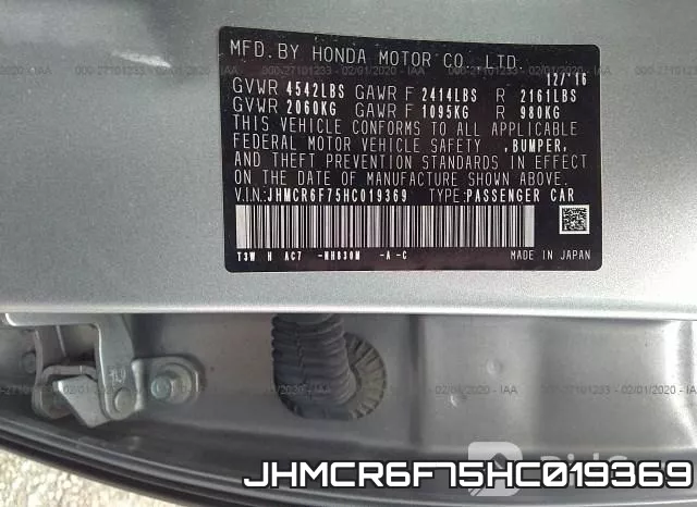 JHMCR6F75HC019369 фото 10