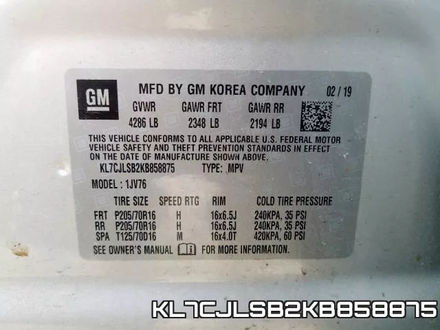 KL7CJLSB2KB858875 фото 2