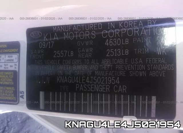 KNAGU4LE4J5021954 фото 10