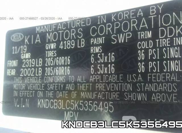KNDCB3LC5K5356495 фото 10