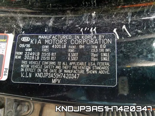 KNDJP3A51H7420347 фото 2