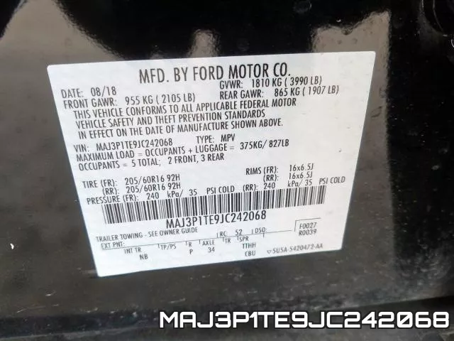 MAJ3P1TE9JC242068 фото 2