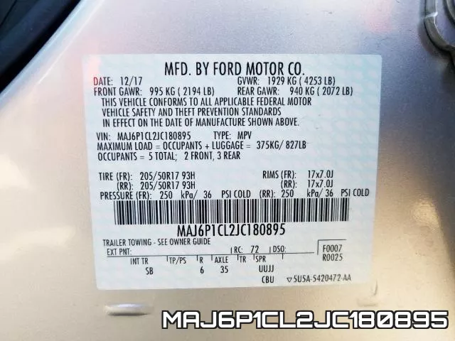 MAJ6P1CL2JC180895 фото 2