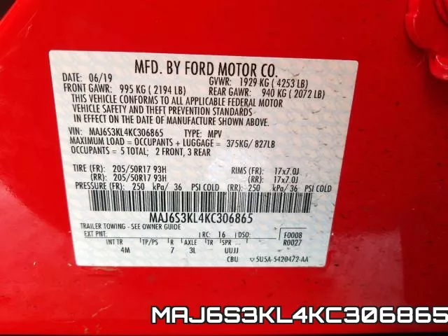 MAJ6S3KL4KC306865 фото 2