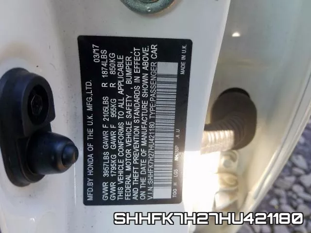 SHHFK7H27HU421180 фото 2