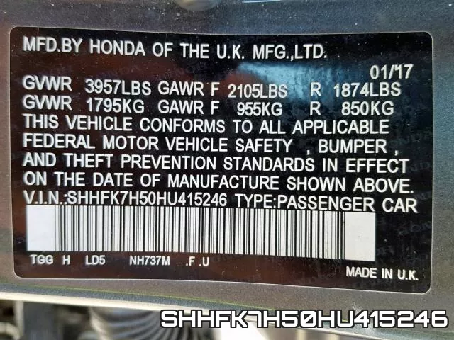 SHHFK7H50HU415246 фото 2
