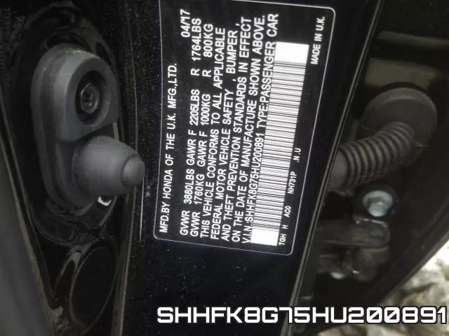 SHHFK8G75HU200891 фото 2