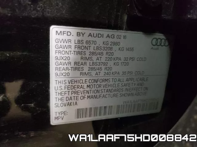 WA1LAAF75HD008842 фото 2