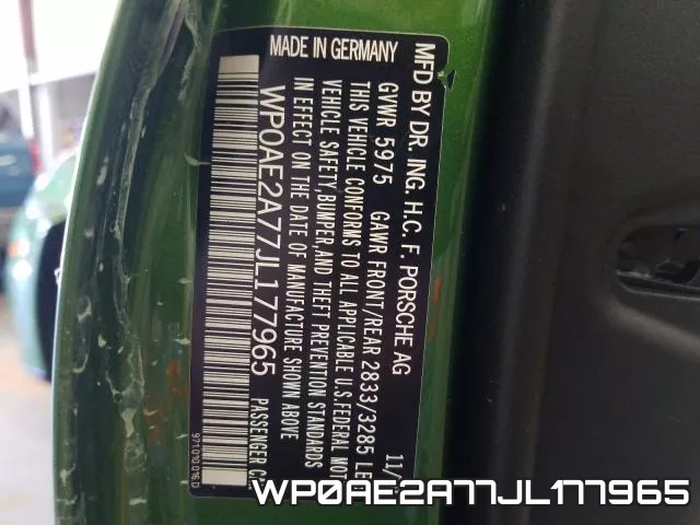 WP0AE2A77JL177965 фото 2