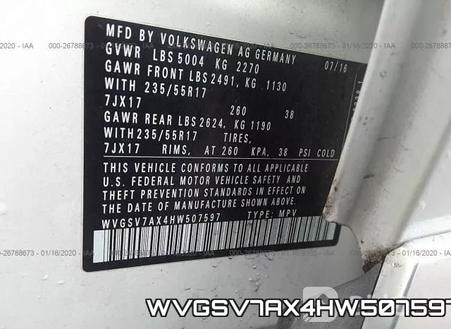 WVGSV7AX4HW507597 фото 10