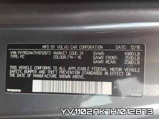 YV1102AK7H1012873 фото 2