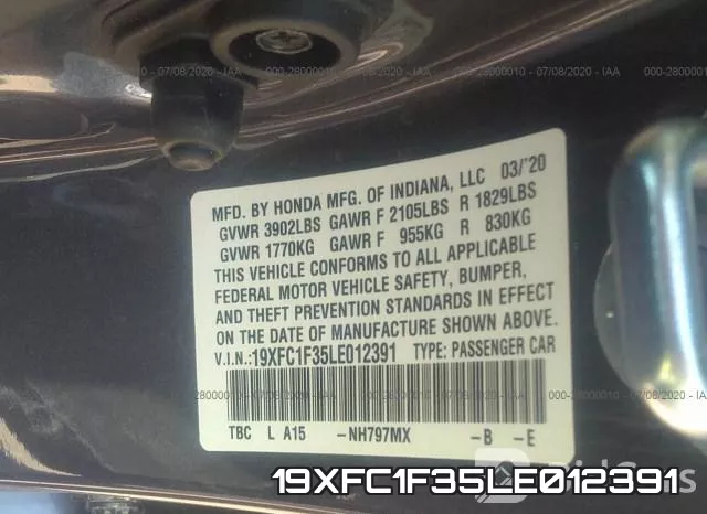 19XFC1F35LE012391 фото 10