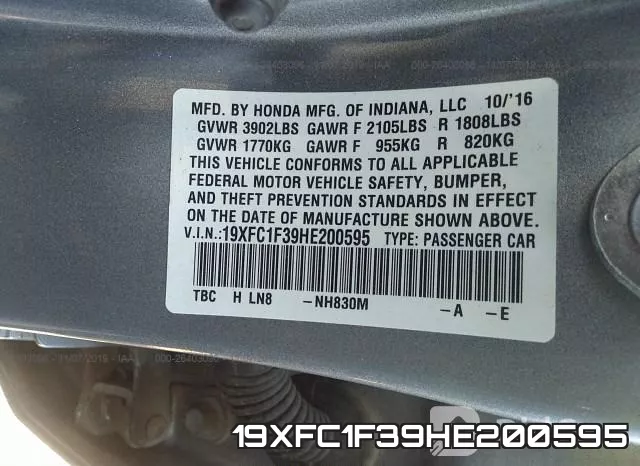 19XFC1F39HE200595 фото 10