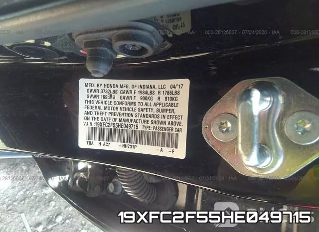 19XFC2F55HE049715 фото 10