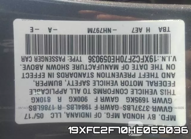 19XFC2F70HE059036 фото 10
