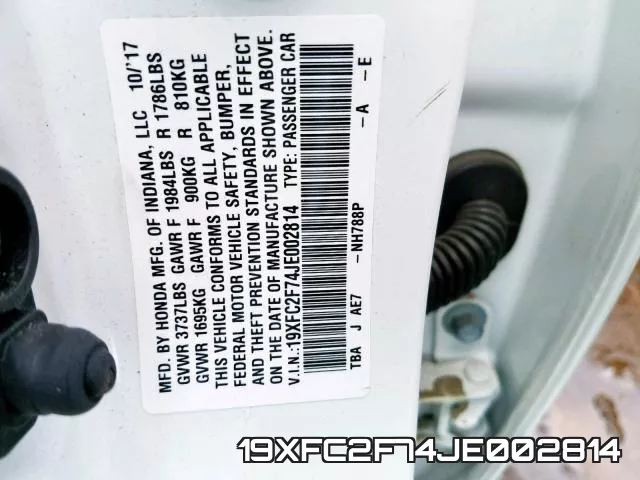 19XFC2F74JE002814 фото 2