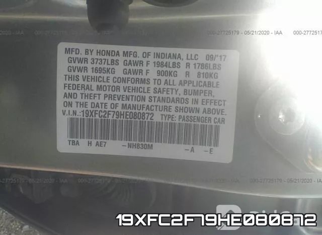 19XFC2F79HE080872 фото 10