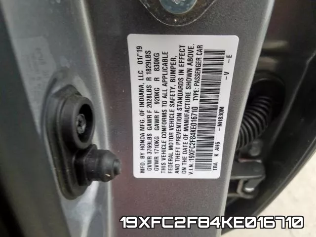 19XFC2F84KE016710 фото 2