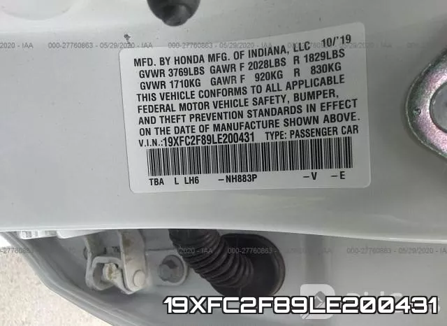 19XFC2F89LE200431 фото 10