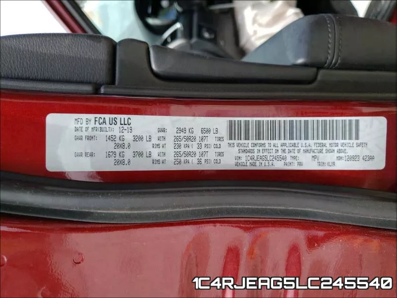 1C4RJEAG5LC245540 фото 2