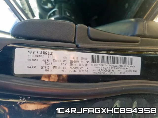1C4RJFAGXHC894358 фото 2