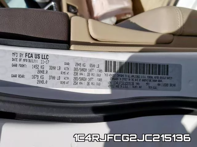 1C4RJFCG2JC215136 фото 2