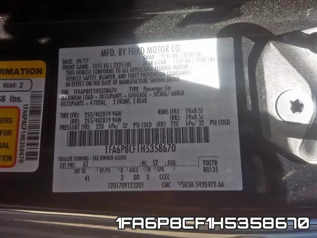 1FA6P8CF1H5358670 фото 2