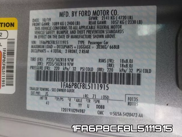 1FA6P8CF8L5111915 фото 2