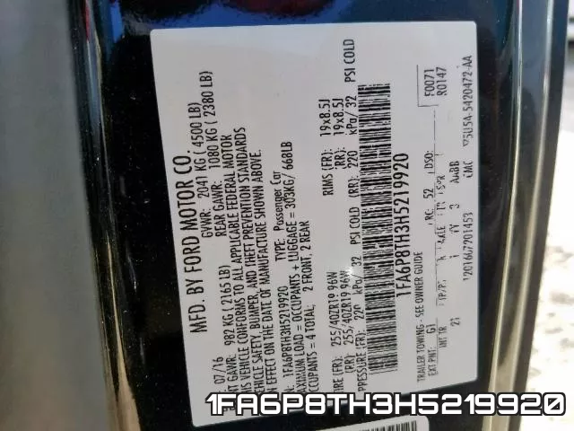 1FA6P8TH3H5219920 фото 2