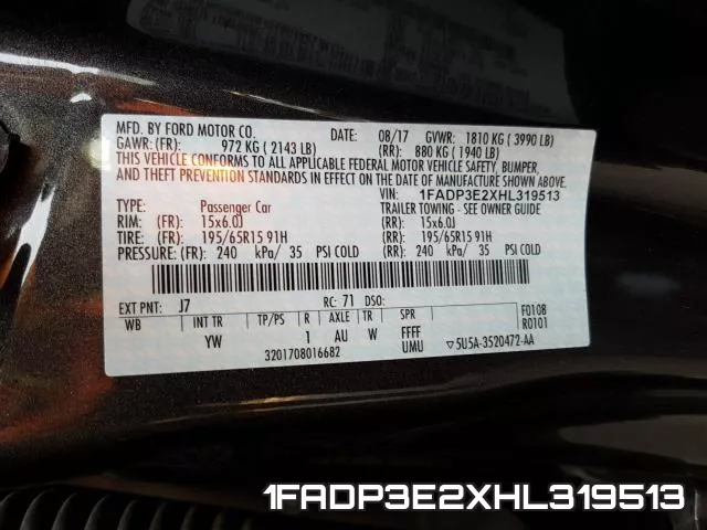 1FADP3E2XHL319513 фото 2