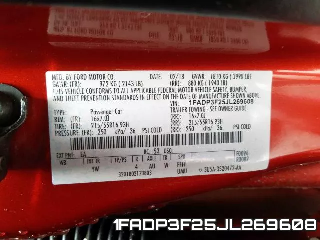1FADP3F25JL269608 фото 2
